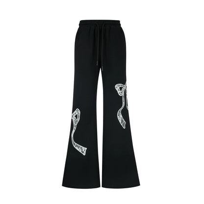 Retro Bow Appliqué Trousers