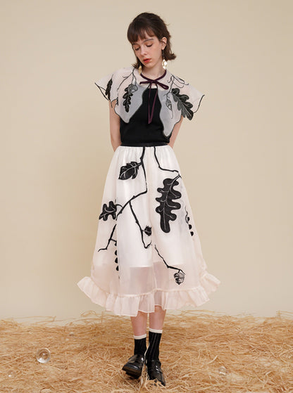 Embroidery Large Swing Gauze Skirt