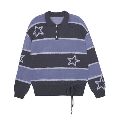 Purple Striped Star Sweater
