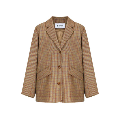 Color Block Plaid Suit Jacket