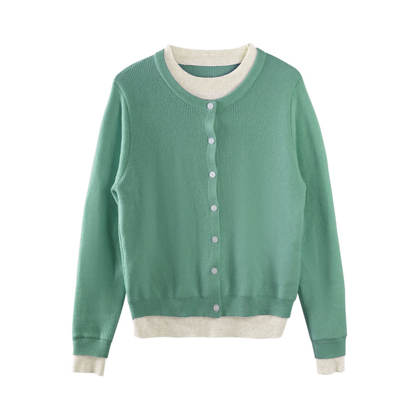 Color-Blocked Knit Fake Two Sweater