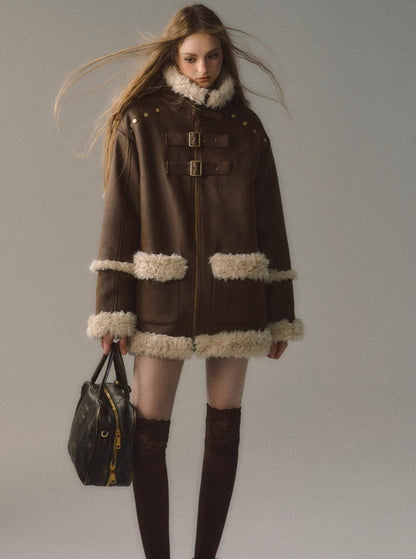 Fur Integrated Plush Jacket