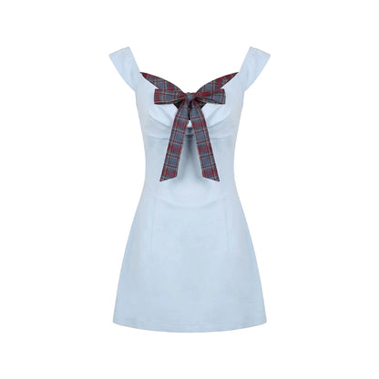 Blue Bowknot A-Line Dress