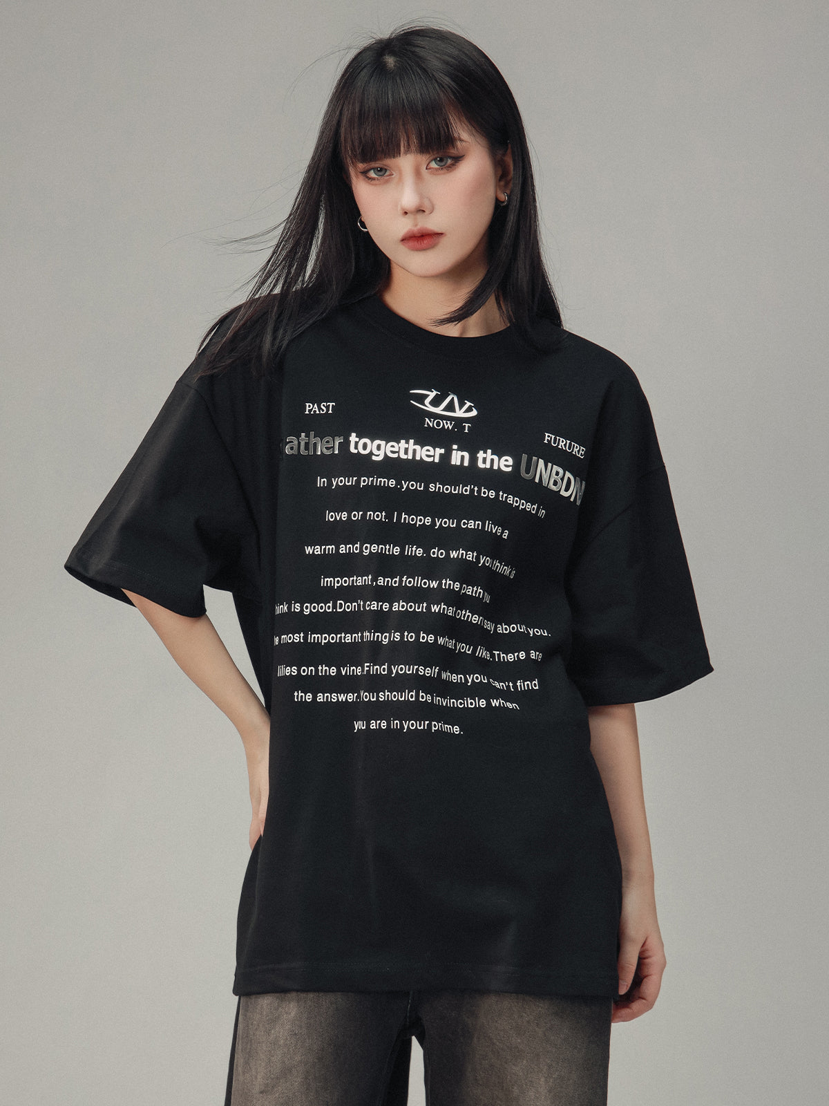 American High Street Metallic Black T-Shirt