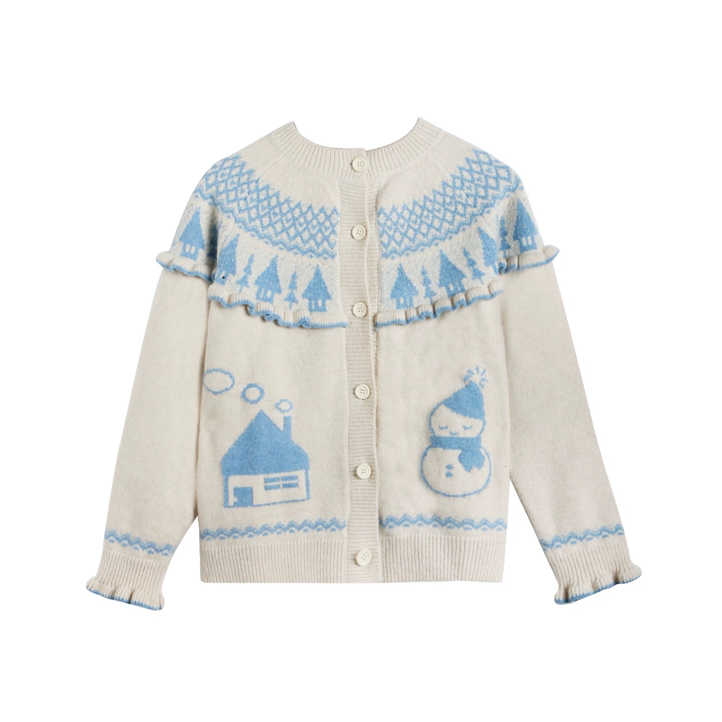 Jacquard-Winterpullover-Set-up mit Schneeansicht