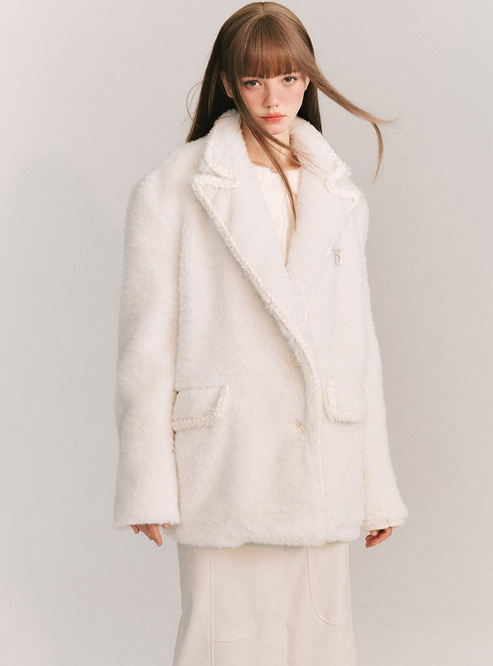 Wool twist white tweed Coat