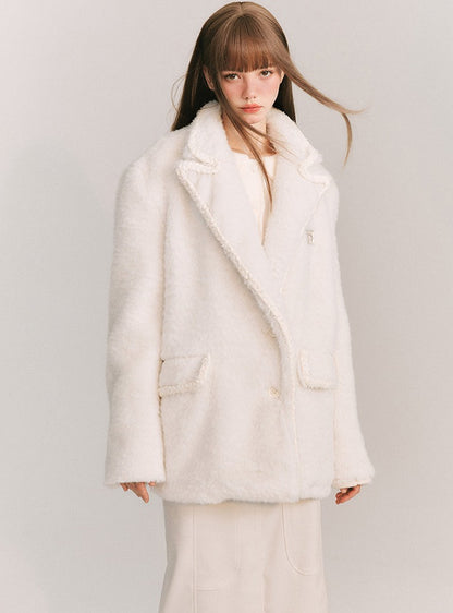 Wool Twist WHITE TWEED COAT