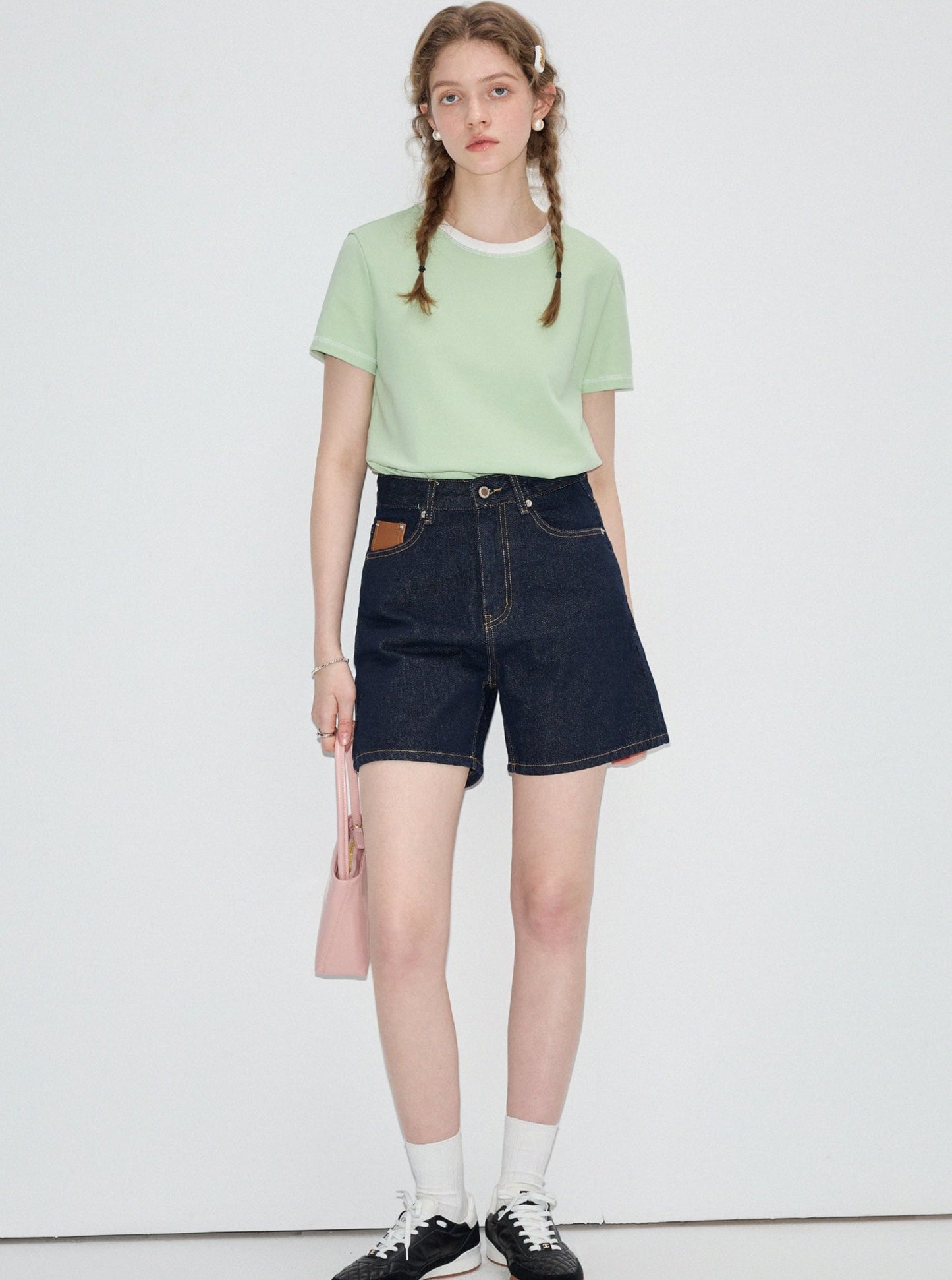 Denim Cropped Short Pants