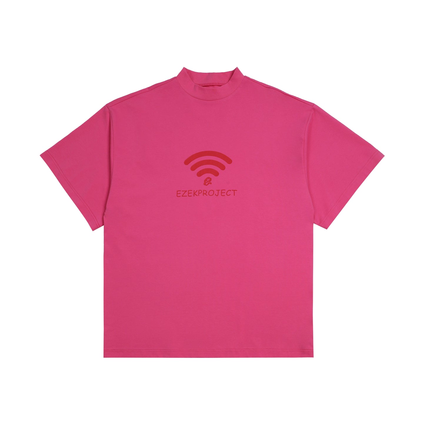 Unifarbenes rosa T-Shirt mit kurzen Ärmeln