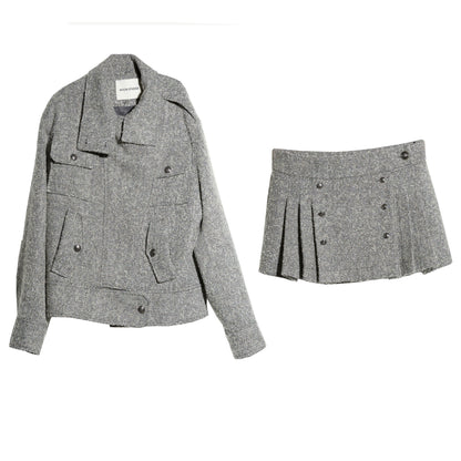 Herringbone Wool Silhouette Jacket Set-Up