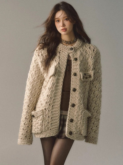 wool knitted cardigan jacket