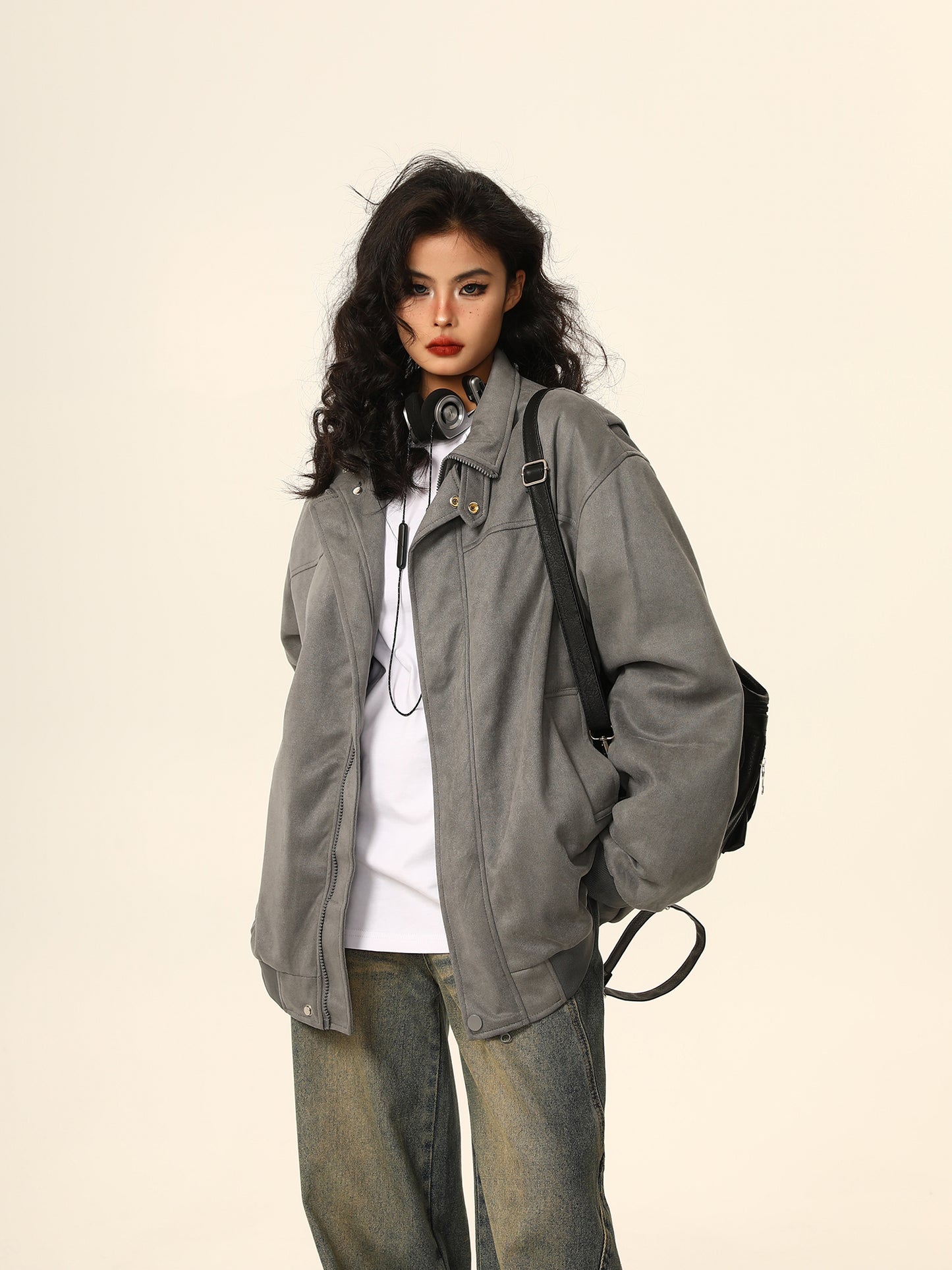 American stand-up collar loose thickened jacket