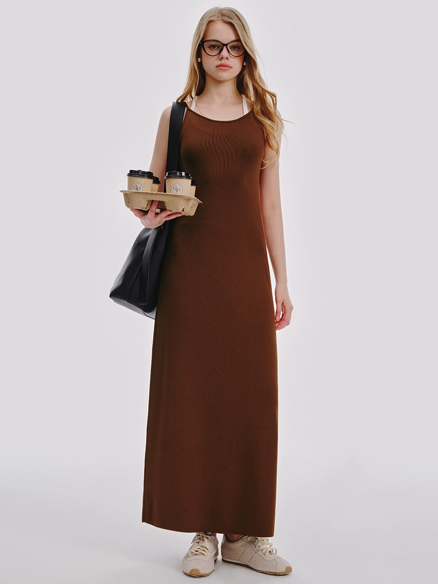 Brown Slim Hip Dress