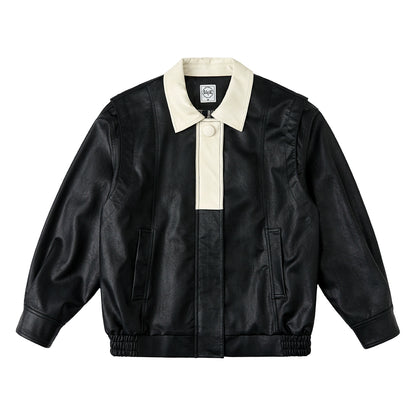 Black Contrast Leather Jacket
