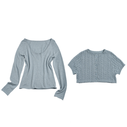 Twisted Cape Cardigan Set