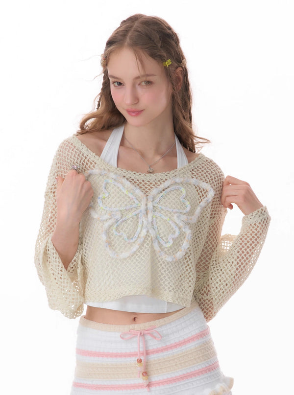 Retro Butterfly Knit Sunscreen Top