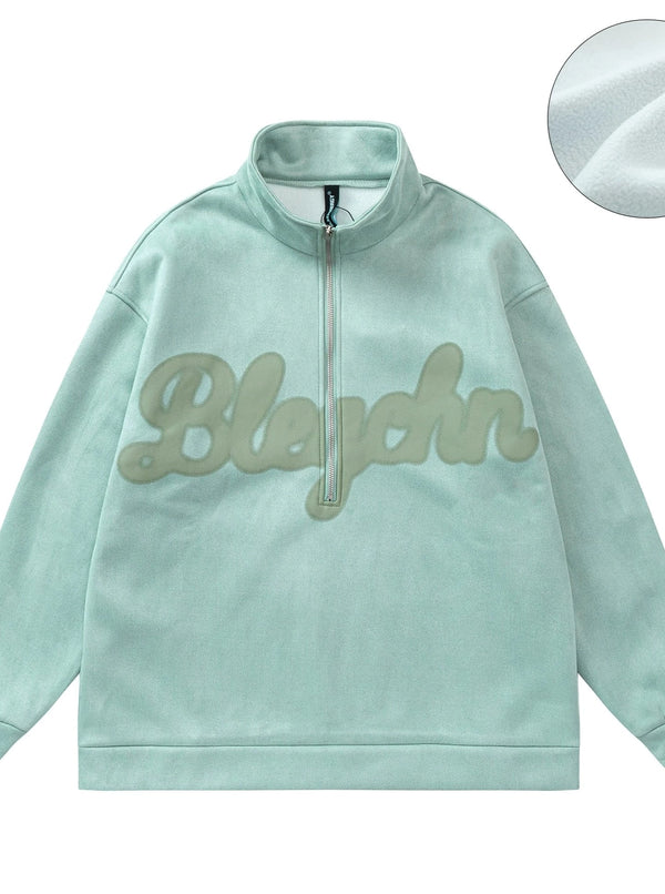 American zipper polo collar suede oversize coat