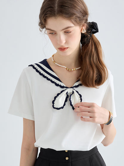 Navy Collar Casual T-Shirt