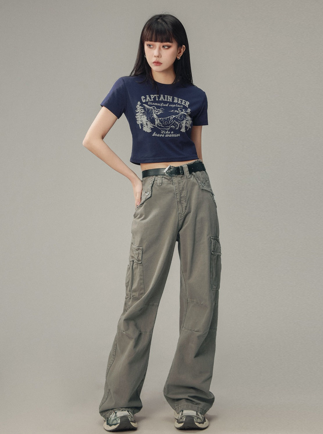 Gray Vintage Design Cargo Pants