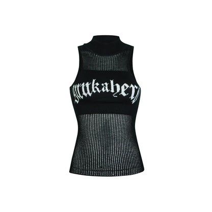 Neck Ribbed Design Vest Top