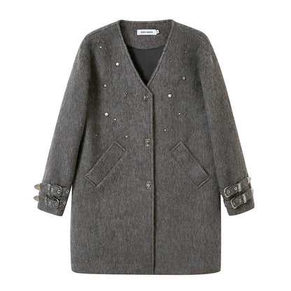 ORIGINAL DESIGN STUDDED SHEEP WOOL COAT