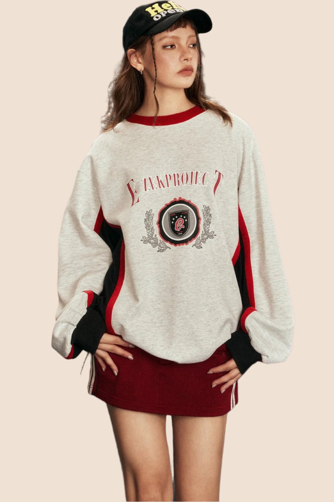 Contrast Stitching Crew Neck Sweatshirt