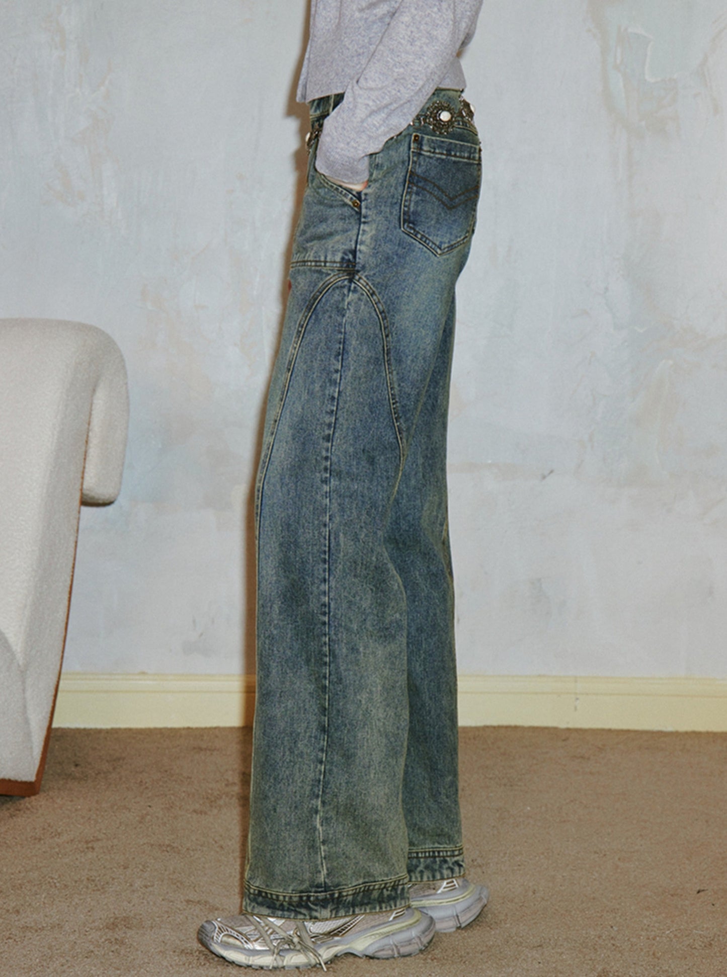 American retro straight leg pants