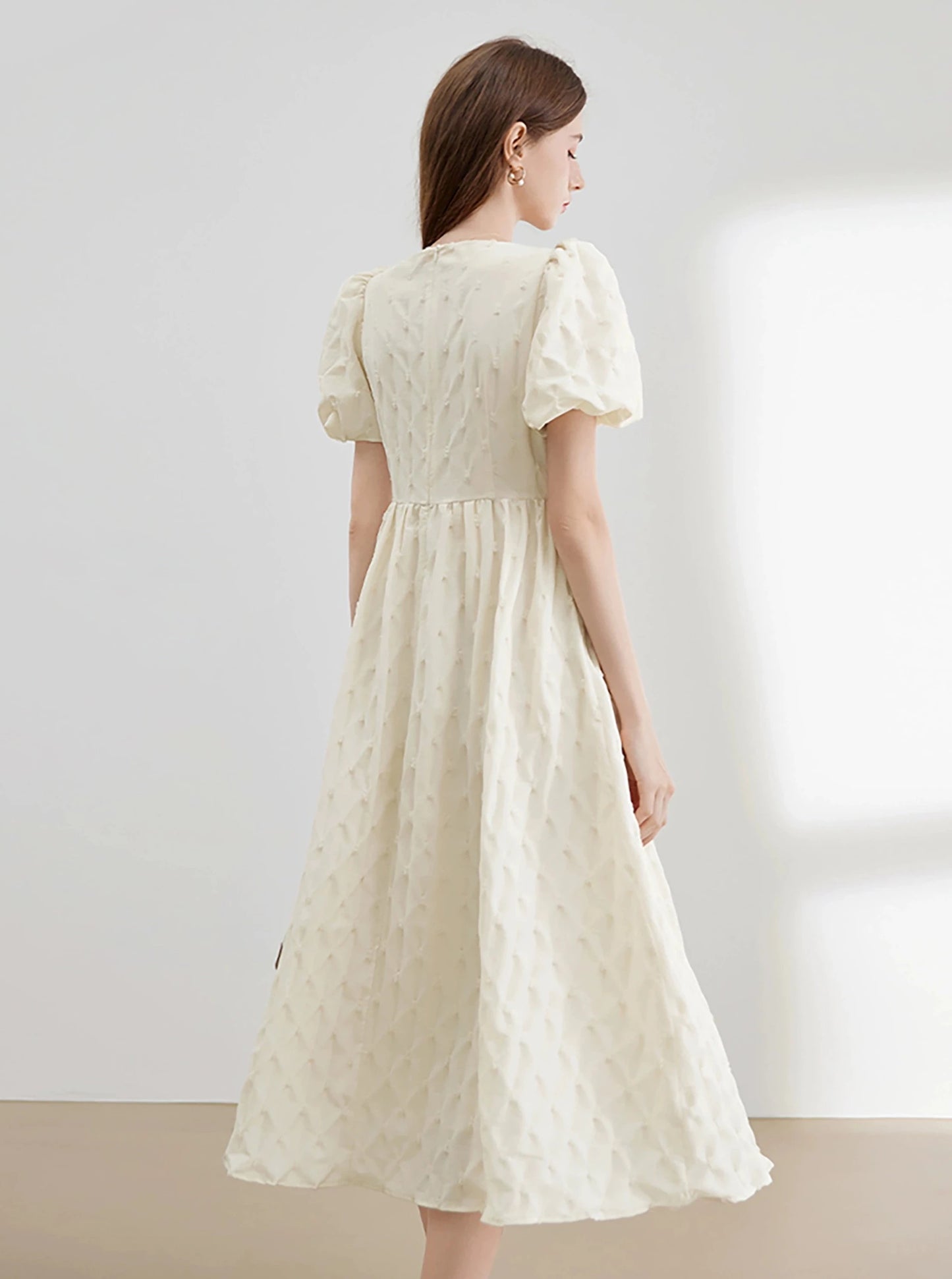 French Elegant Puff Sleeve Dress