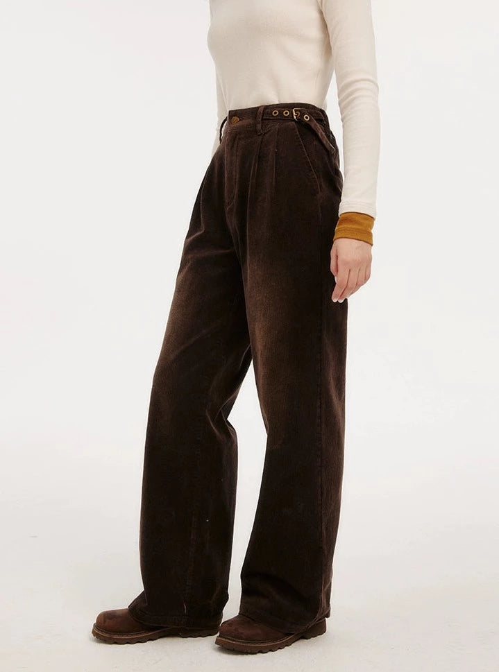 VINTAGE HIGH-WAISTED CASUAL STRAIGHT PANTS