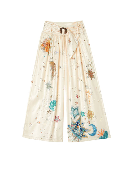 Pleated Sky Wide-Leg Pants