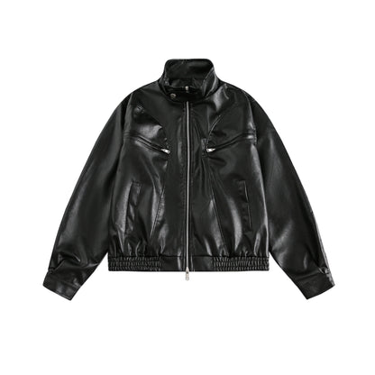 Retro Chain Pu Leather Biker Jacket