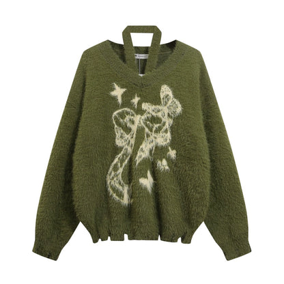 Mohair Frayed Halterneck Knitwear