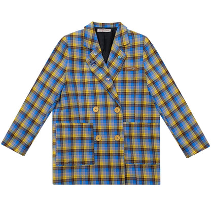 American vintage plaid casual blazer