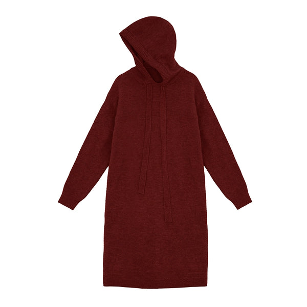 Hooded long knitted dress