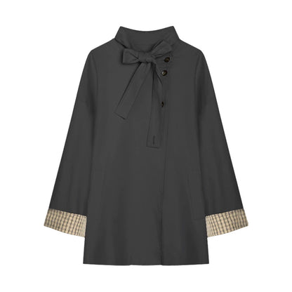 Dual-Purpose Plaid Patchwork Trench Coat