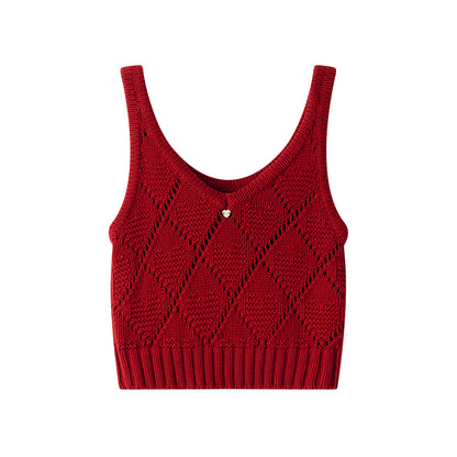 채워진 모찌 울 니트 조끼 