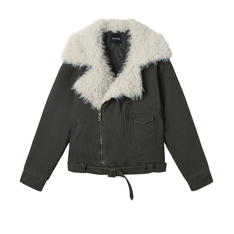Retro Motorcycle Wind Fur Collar Jacket