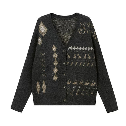 Retro Fair Isle Knitted Cardigan