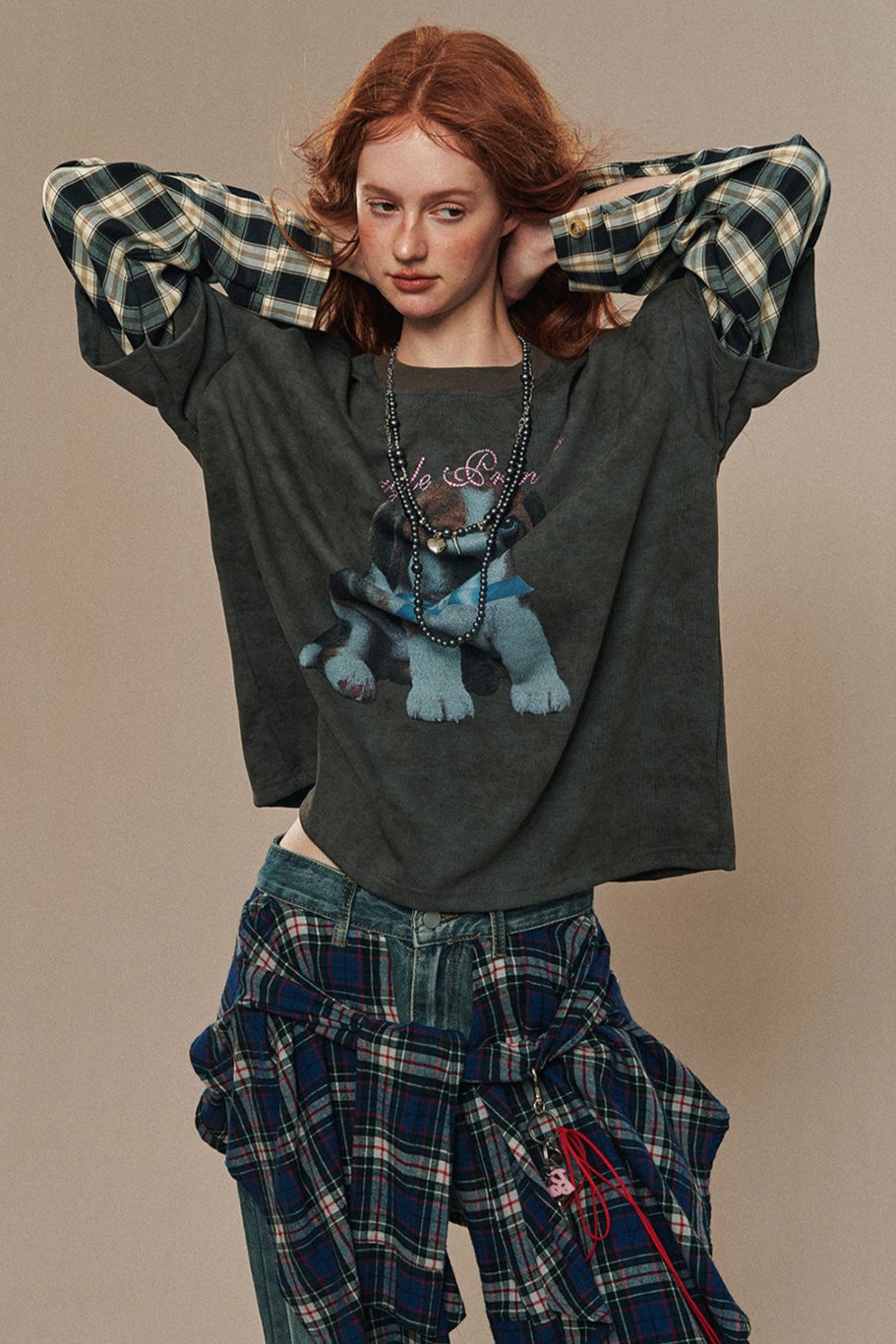 Lazy Style Patchwork Plaid T-Shirt