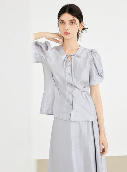 Chinese Two-Piece Shirt Skirt Set