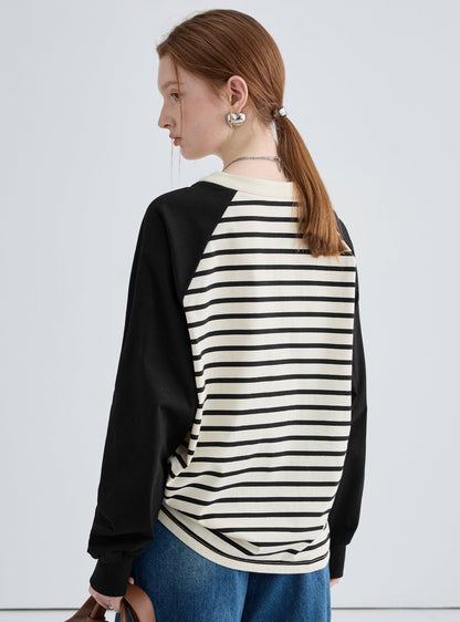 Color-blocked Raglan Sleeve Tops