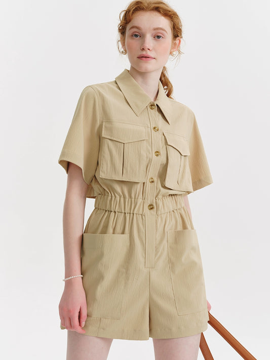 Single-Breasted Cargo Jumpsuit