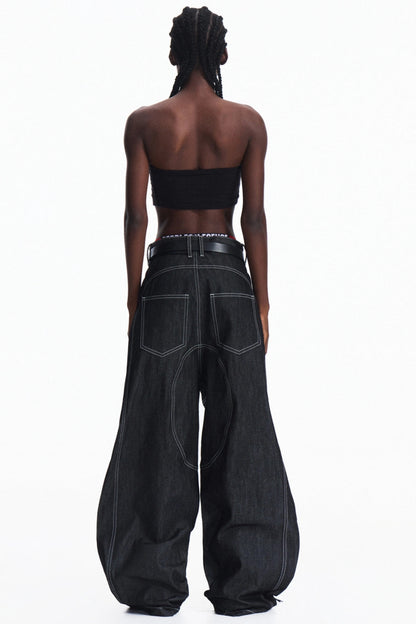 Dark Blue Wide-Leg Pants