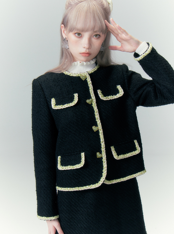 Wool Tweed  Suit Short Skirt Sets