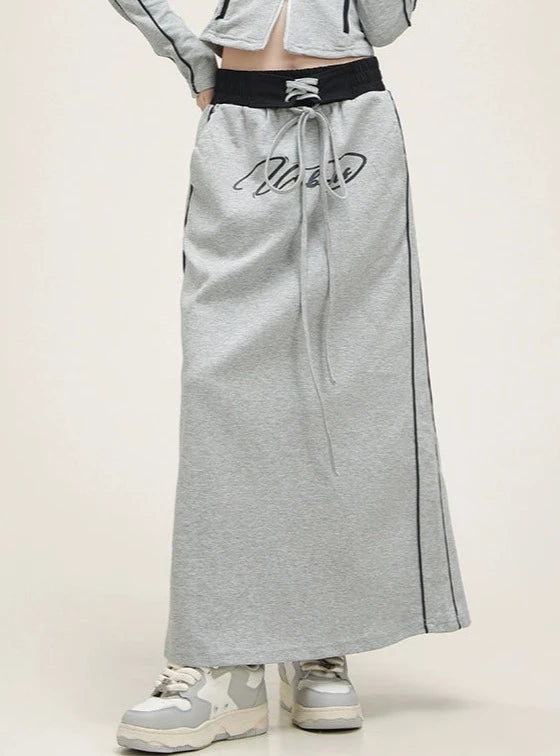 American Vintage Cropped Hooded Casual Skirt Set