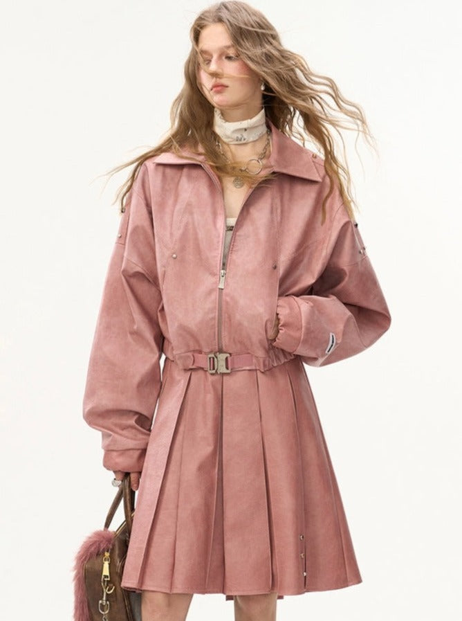 coat and pleated skirt Set-up