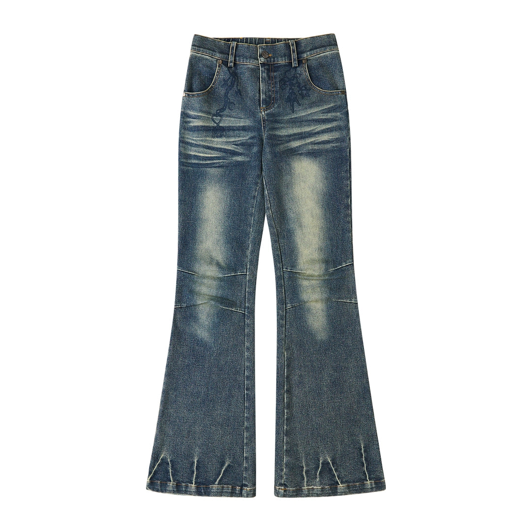 American Vintage Print Flared Jeans