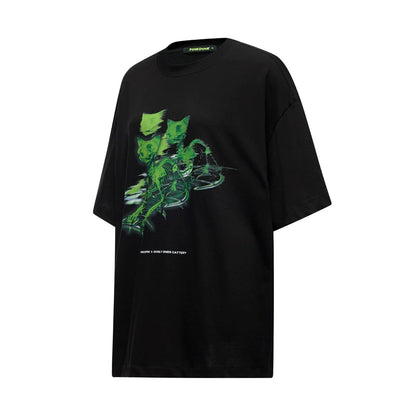 Cat Skeleton Print T-Shirt