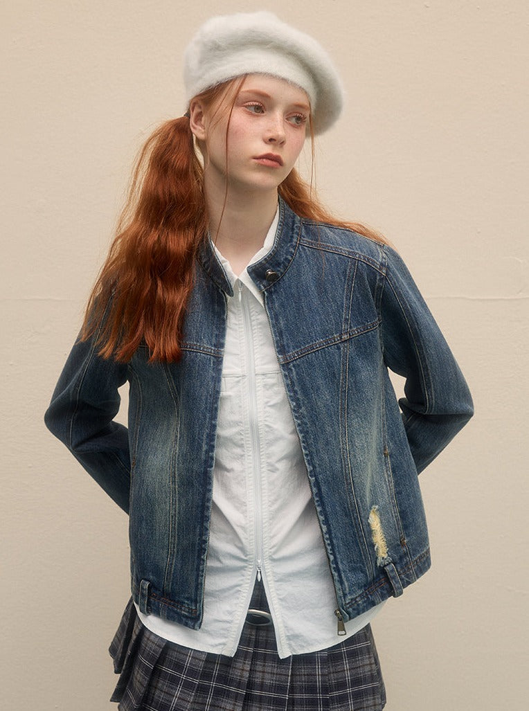 Lässige vielseitige Vintage -Denimjacke