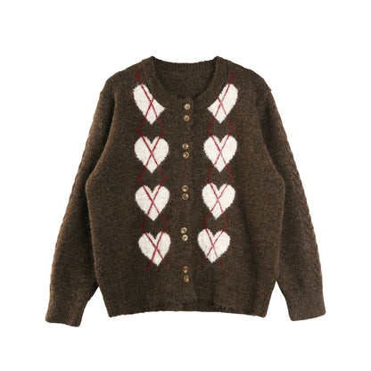 Retro Heart Knit Cardigan
